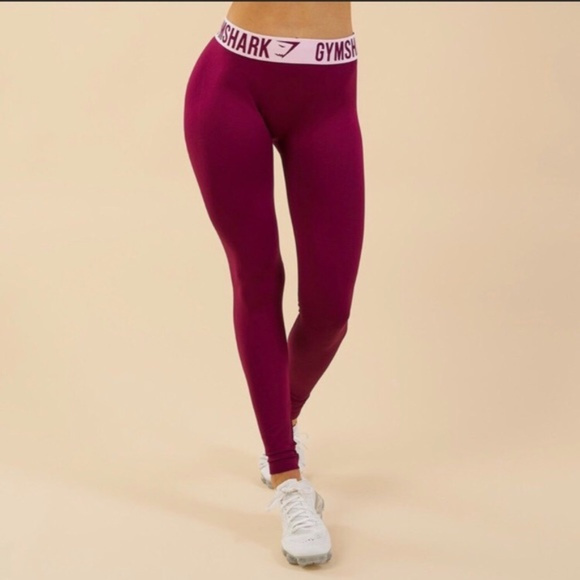 Gymshark Pants - Gymshark Deep Plum & Chalk Pink Fit Leggings